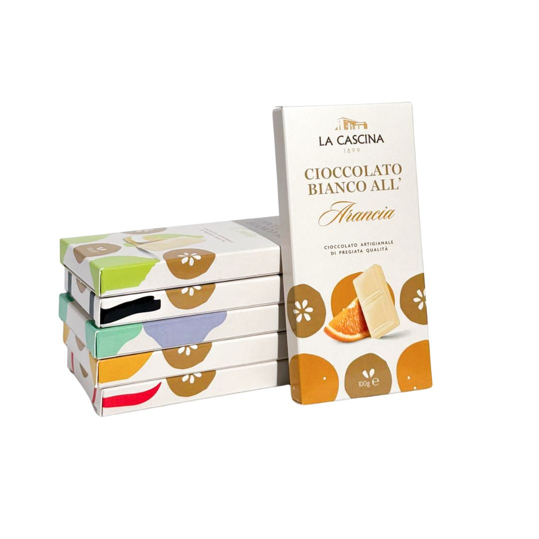 Tavoletta di Cioccolato artigianale bianco gusto Arancia 100g